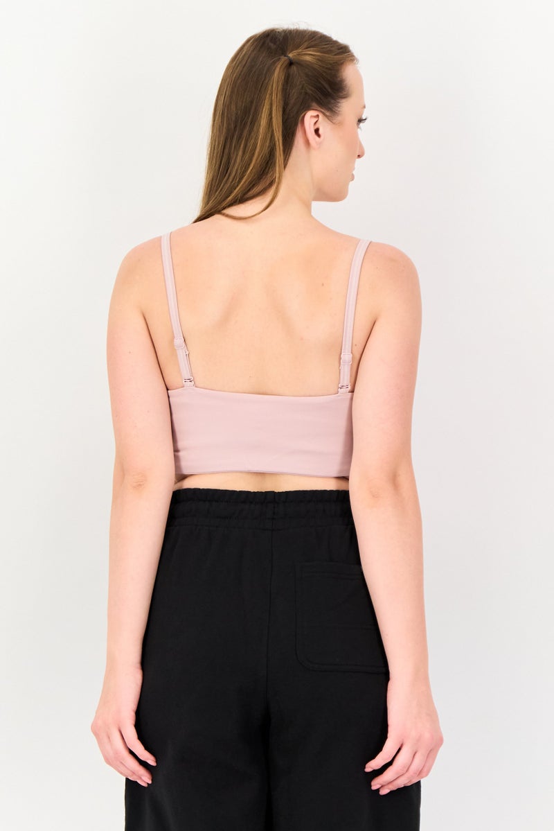 Nike Women Brand Logo Lightly Padded Sports Bra, Mauve - Image 3